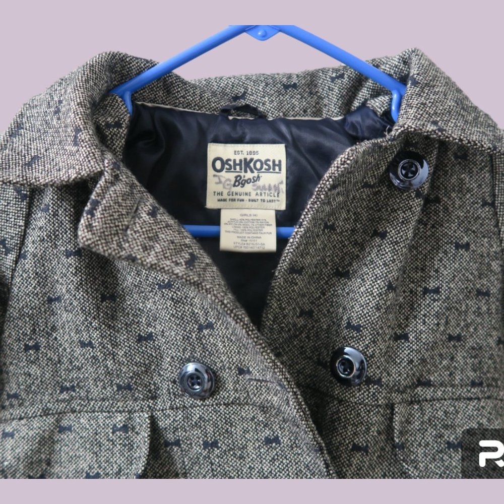 Osh Kosh B'Gosh style B216js1-sa kids peacoat jacket hoodie bow in back metallic - Picture 11 of 11
